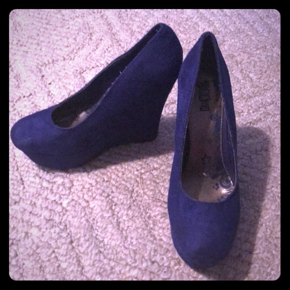 Electric blue platform wedges